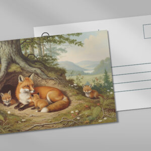 raxxa Postkarte: Fuchs mit Jungtieren
