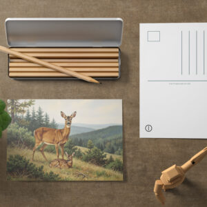 raxxa Postkarte: Reh mit Jungtier am Wald