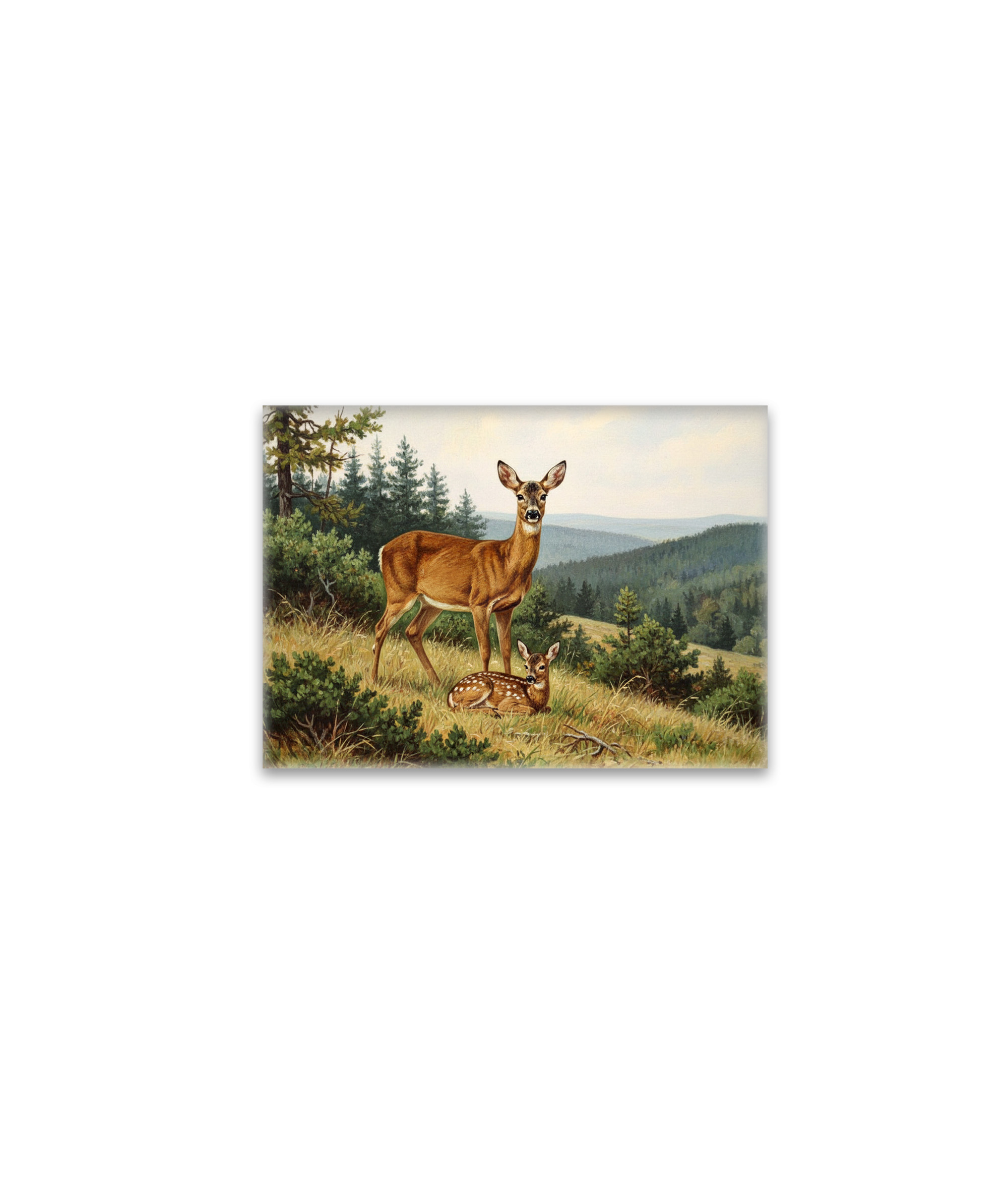 raxxa Glas-Magnet: Reh mit Jungtier am Wald