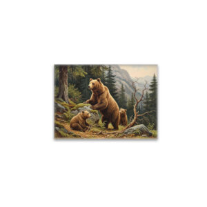 raxxa Glas-Magnet: Braunbär mit Jungtieren