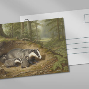 raxxa Postkarte: Dachs mit Jungtier