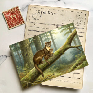 raxxa Postkarte: Baummarder mit Jungtier