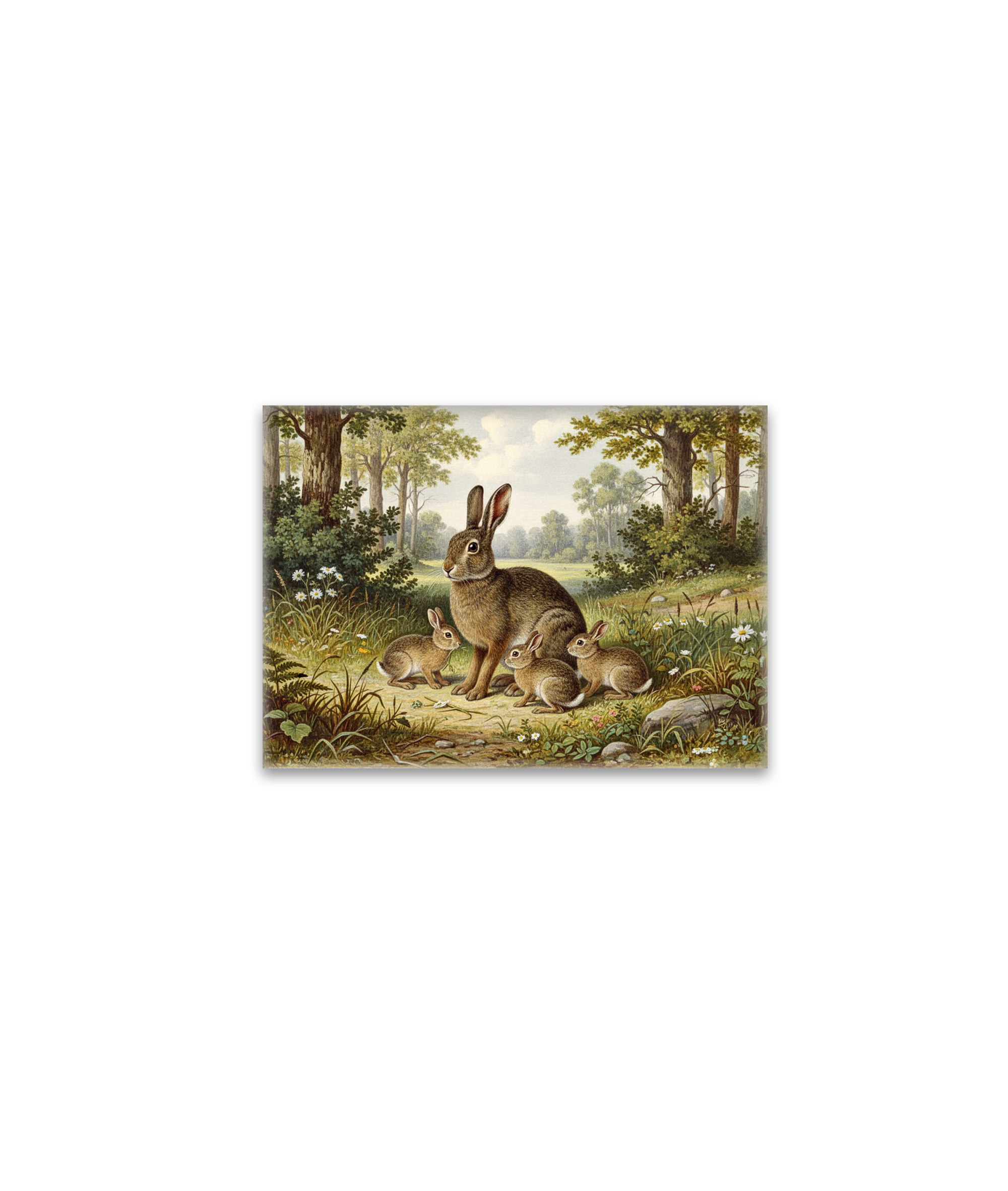 raxxa Glas-Magnet: Wildkaninchen mit Jungtieren