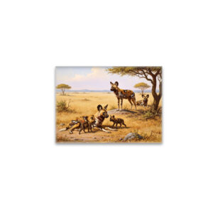 raxxa Glas-Magnet: Wildhunde in Afrika mit Jungtieren