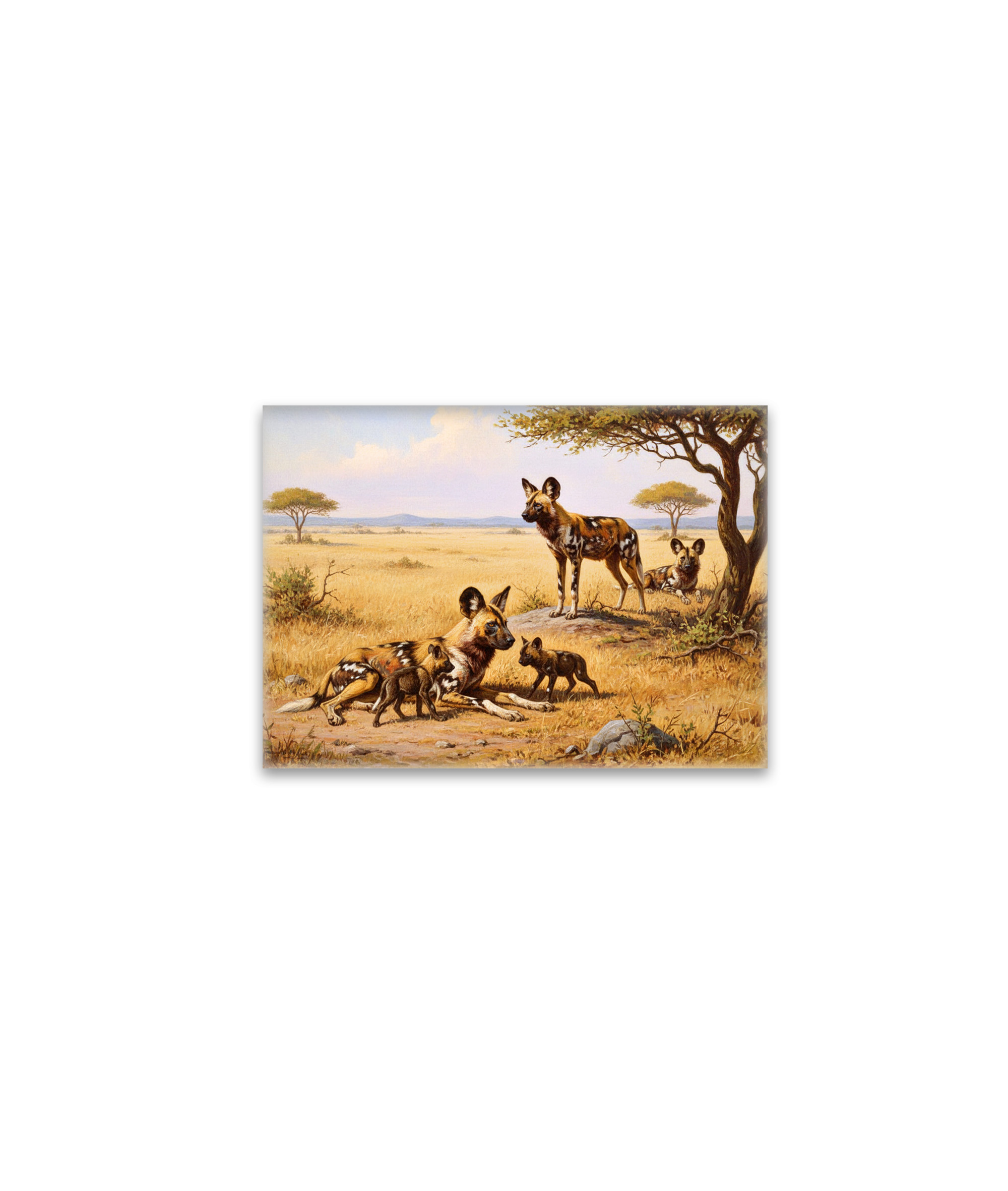 raxxa Glas-Magnet: Wildhunde in Afrika mit Jungtieren