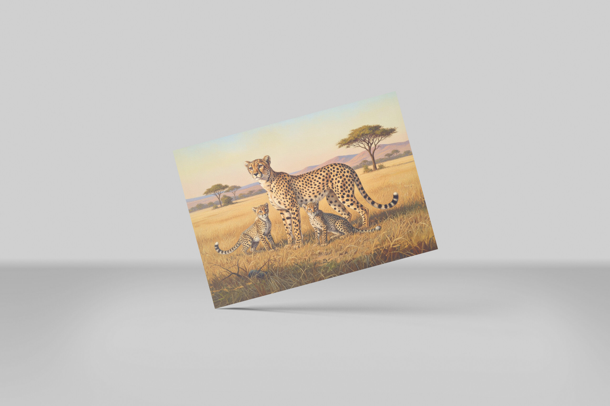 raxxa Postkarte: Gepard mit Jungtieren in Afrika