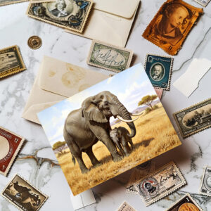 raxxa Postkarte: Afrikanischer Elefant mit Jungtier
