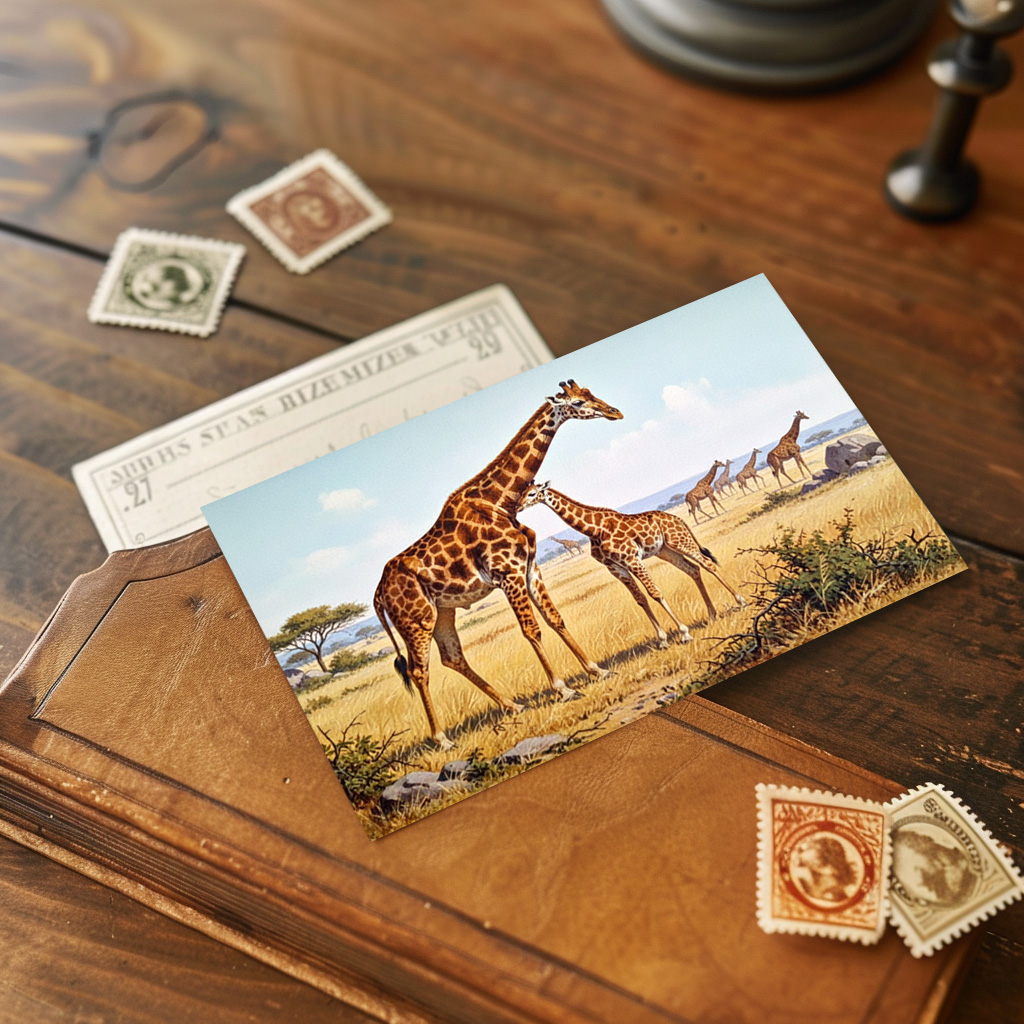raxxa Postkarte: Giraffen in Afrika mit Jungtier