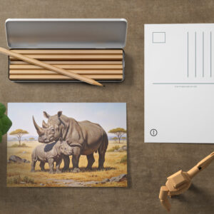 raxxa Postkarte: Nashorn mit Jungtier in Afrika