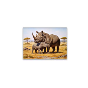 raxxa Glas-Magnet: Nashorn mit Jungtier in Afrika