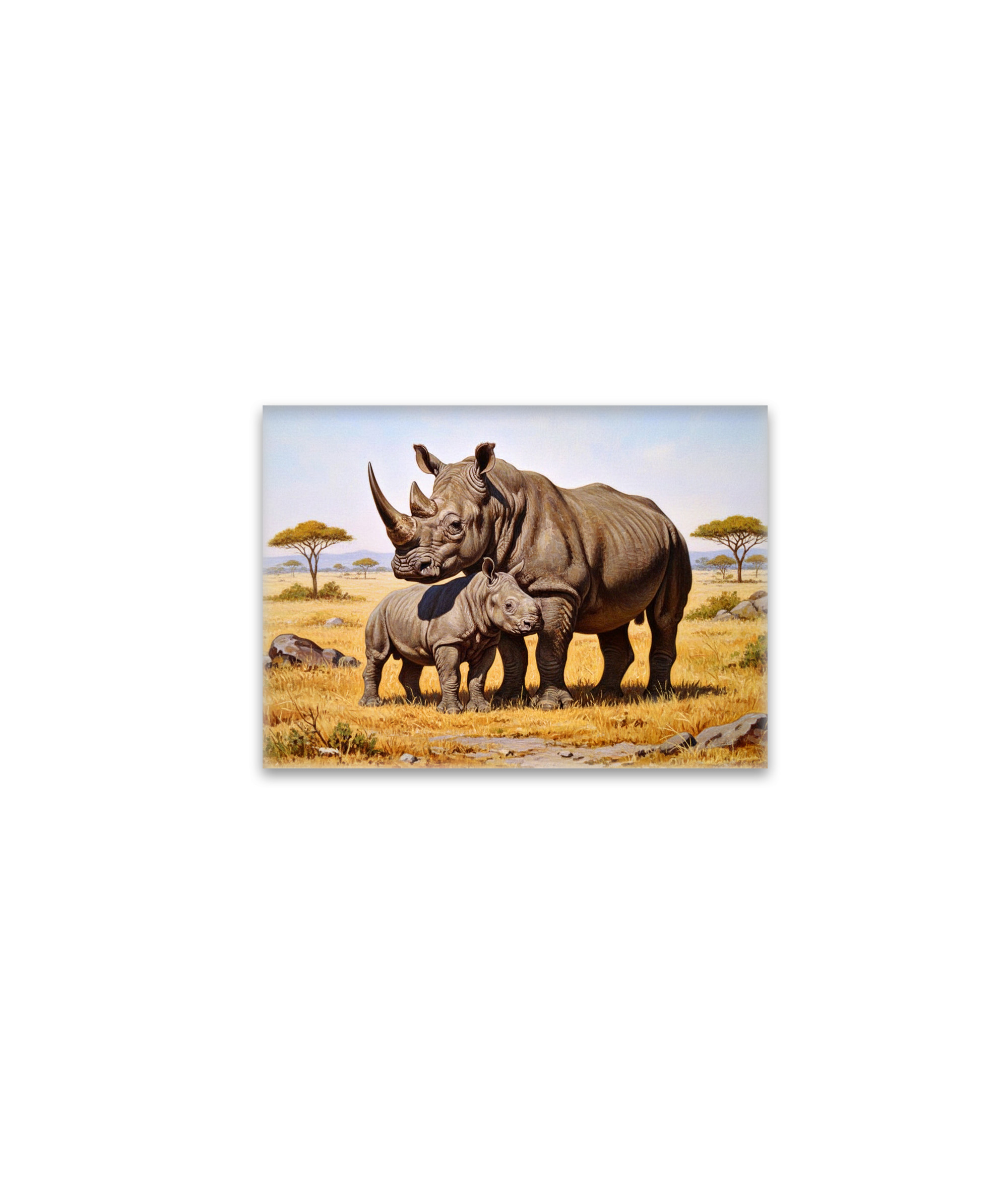 raxxa Glas-Magnet: Nashorn mit Jungtier in Afrika