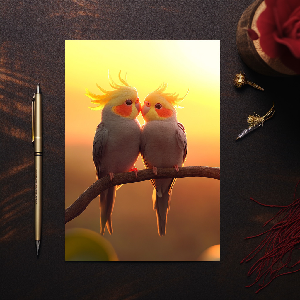 raxxa Postkarte: Niedliche Nymphensittiche - voller Liebe