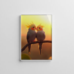 raxxa Glas-Magnet: Niedliche Nymphensittiche - voller Liebe