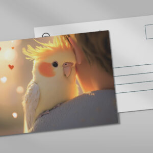 raxxa Postkarte: Niedlicher Nymphensittich mit seinem Menschen