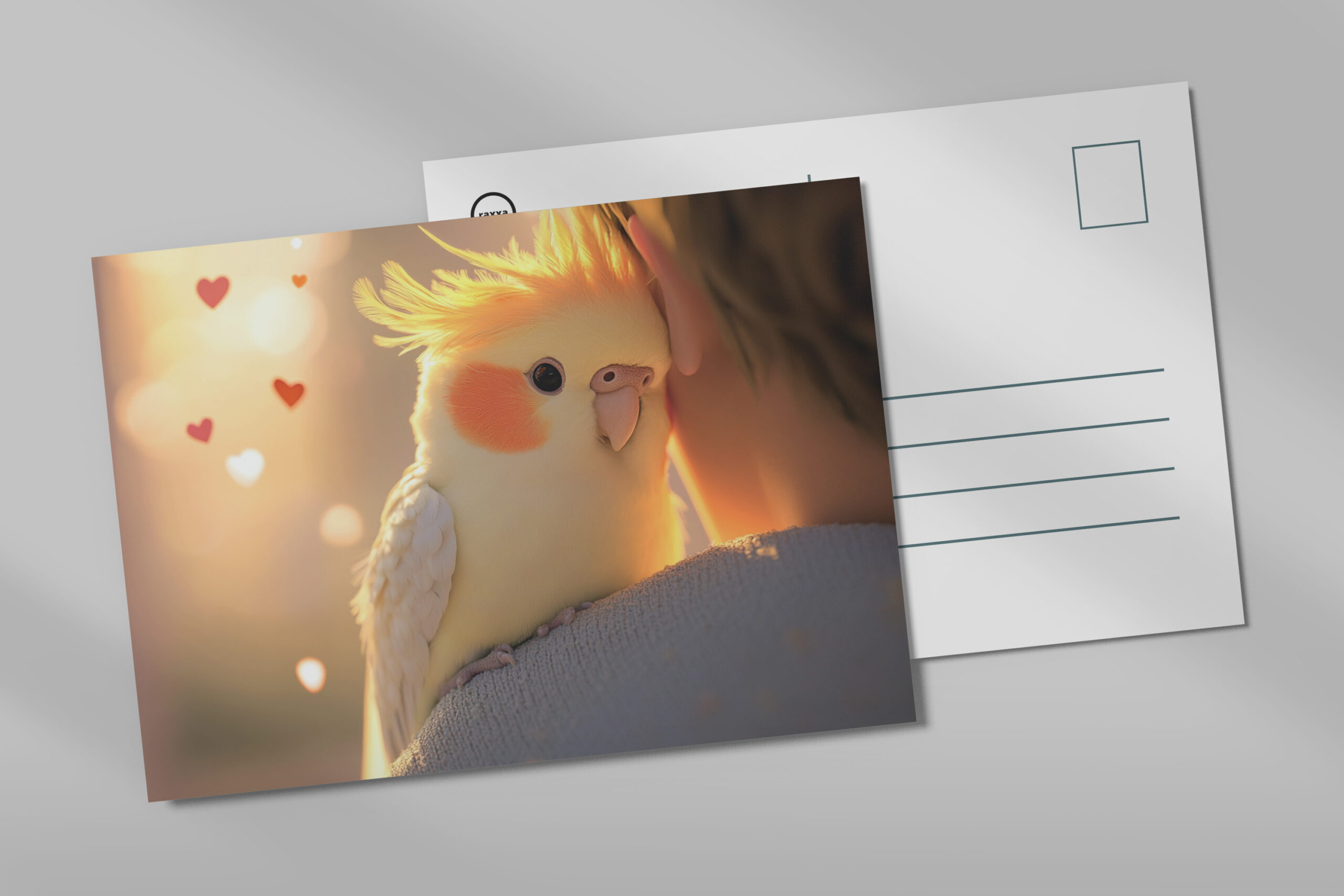 raxxa Postkarte: Niedlicher Nymphensittich mit seinem Menschen