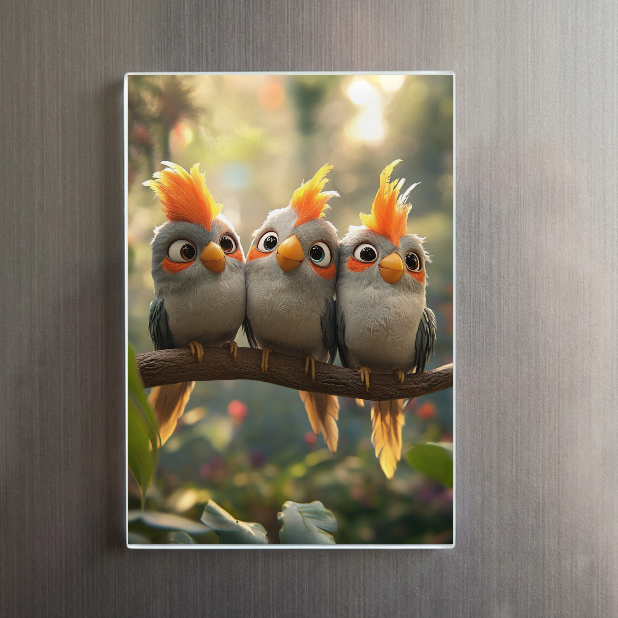 raxxa Glas-Magnet: Niedliche Nymphensittiche - auf einem Ast – Image 2