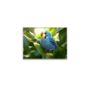 raxxa Glas-Magnet: Blauer Wellensittich in Pflanzen