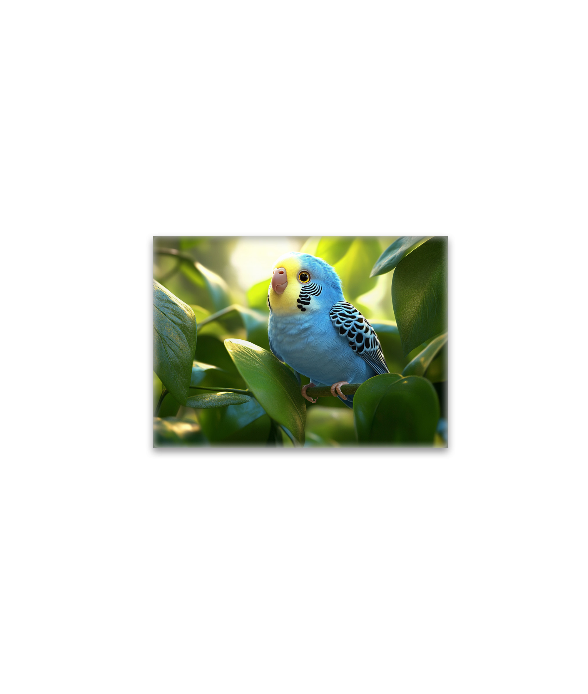 raxxa Glas-Magnet: Blauer Wellensittich in Pflanzen