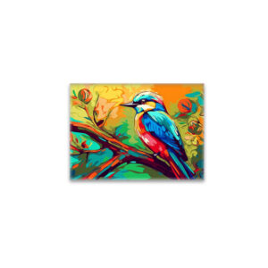 raxxa Glas-Magnet: Farbenfroher Singvogel auf einem Ast
