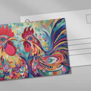 raxxa Postkarte: Farbenfrohe Hühner