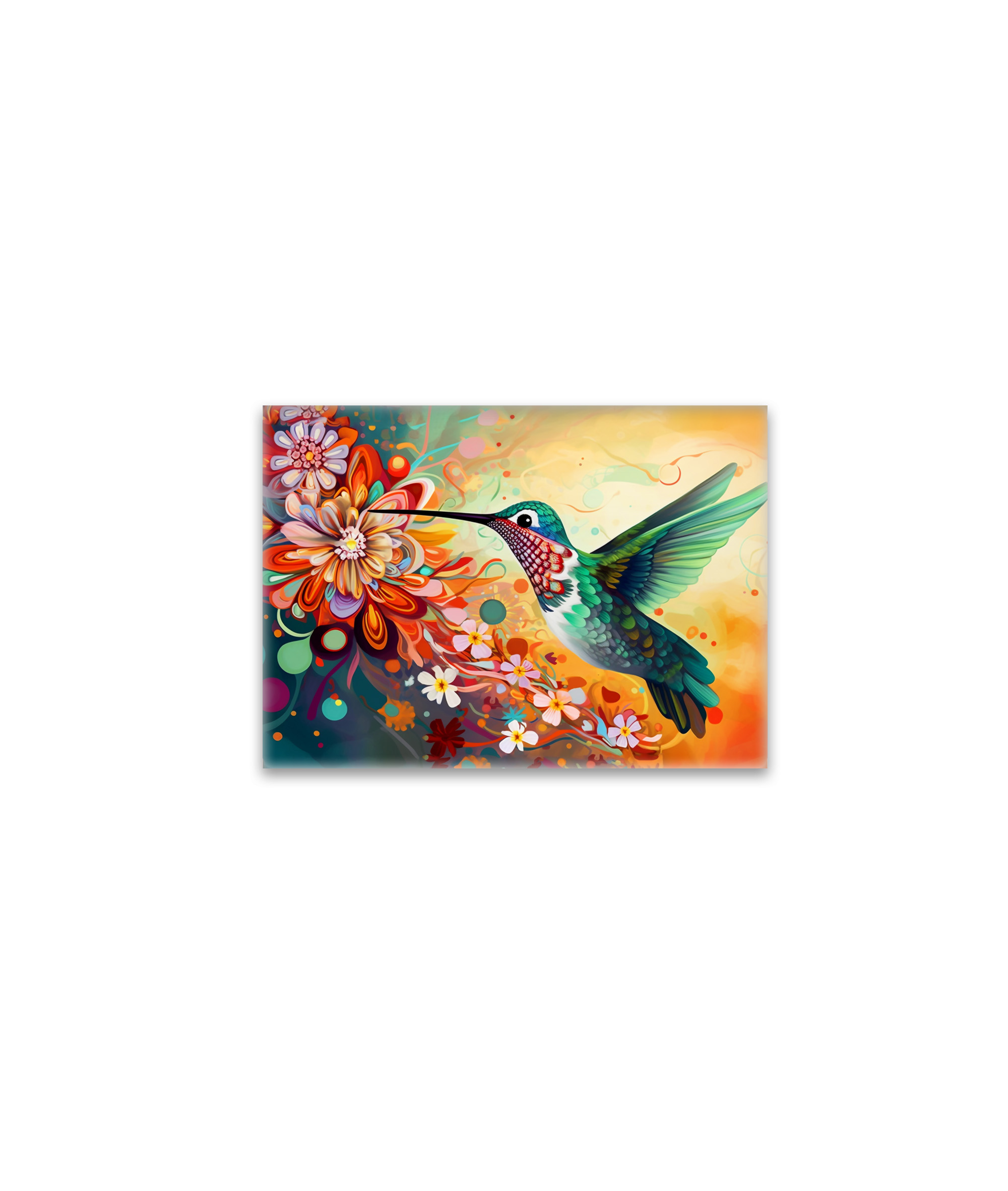 raxxa Glas-Magnet: Farbenfroher Kolibri an Blüten