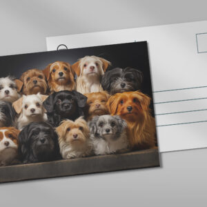 raxxa Postkarte: Gruppenbild mit neugierigen Hunden