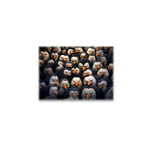 raxxa Glas-Magnet: Gruppenbild mit beobachtenden Pinguinen