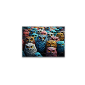raxxa Glas-Magnet: Gruppenbild mit farbenfrohen Eulen