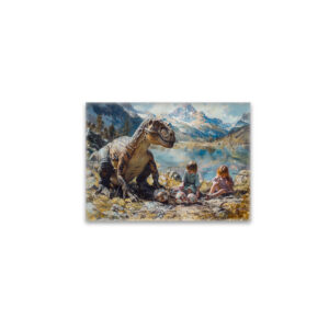 raxxa Glas-Magnet: Dinosaurier mit Kindern und seinem Gelege