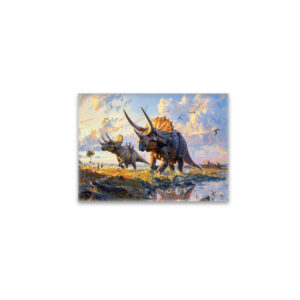 raxxa Glas-Magnet: Triceratops Dinosaurier mit Menschen unterwegs
