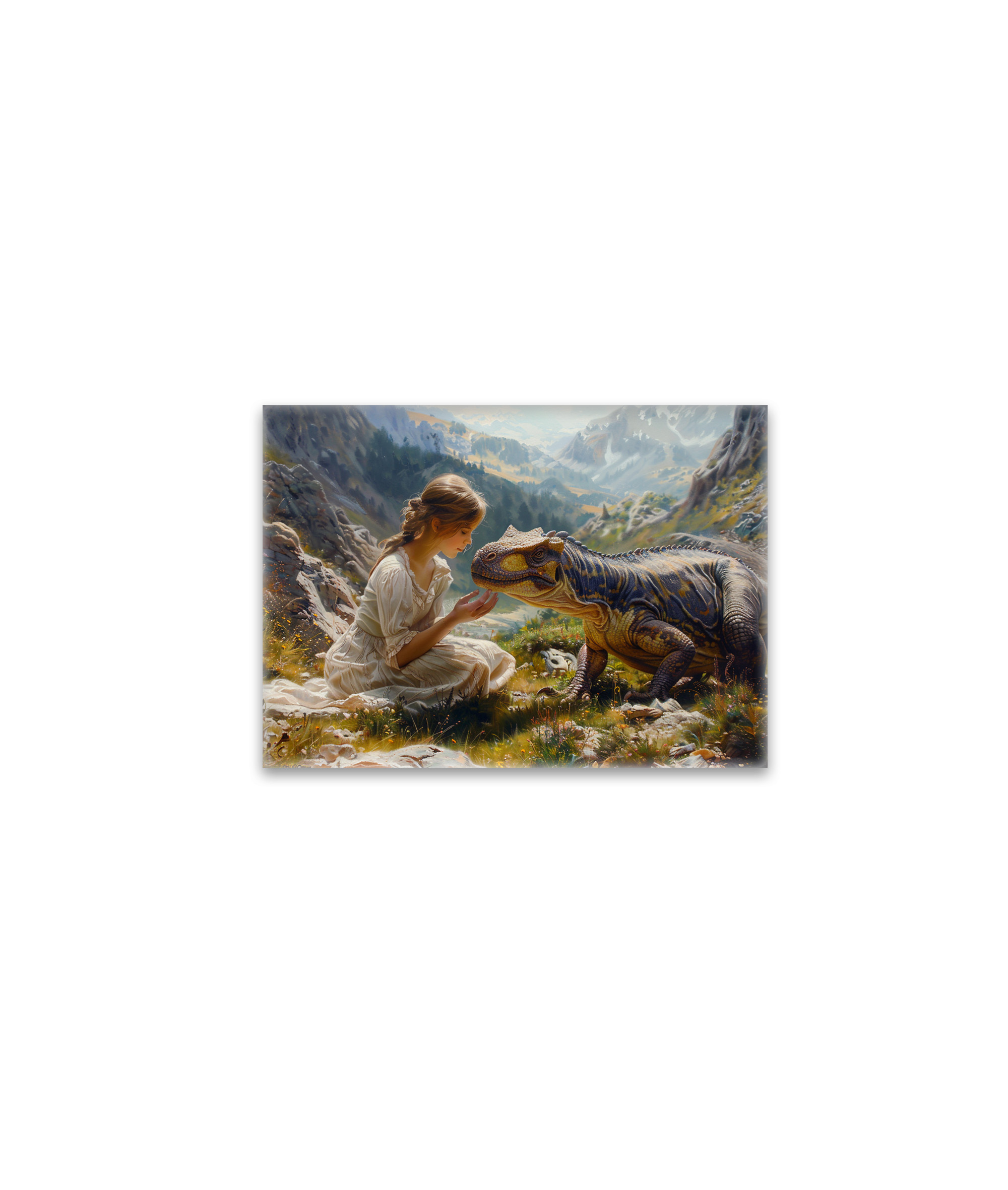 raxxa Glas-Magnet: Mädchen und liebevoller Dinosaurier