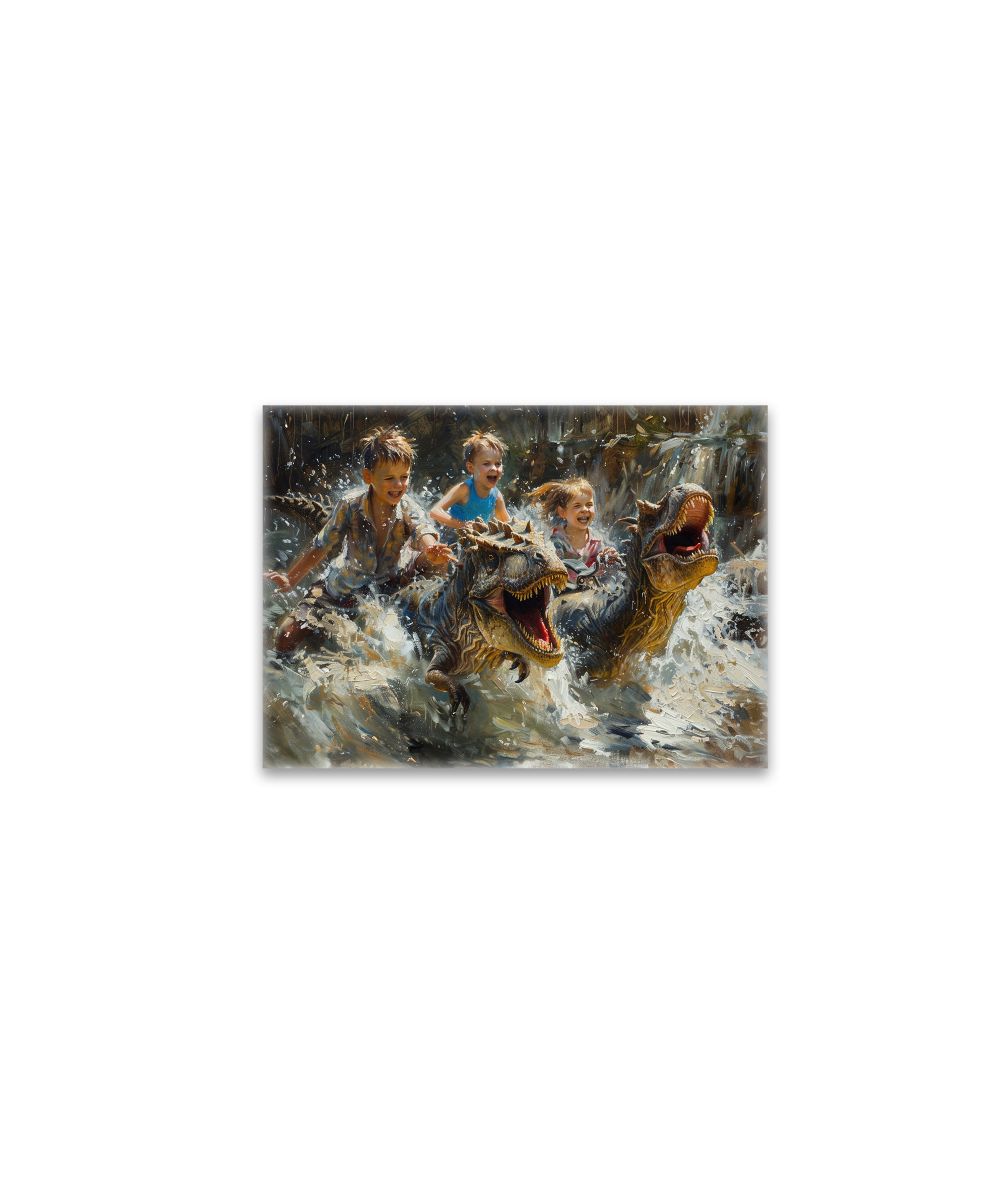 raxxa Glas-Magnet: Kinder und Dinosaurier spielen im Wasser