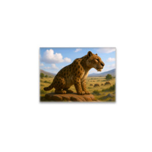 raxxa Glas-Magnet: Ausgestorben in der Eiszeit - Säbelzahnkatze Homotherium serum