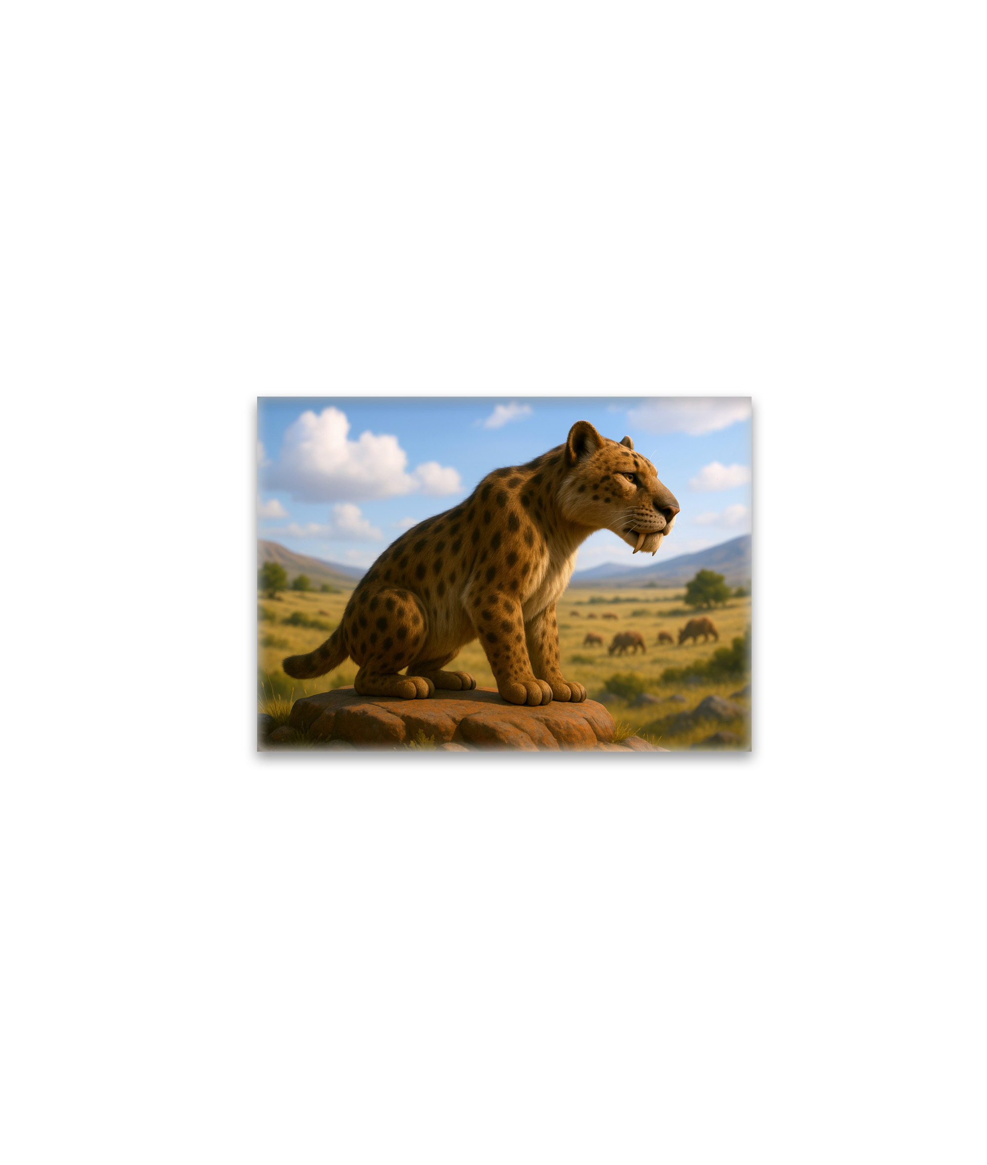 raxxa Glas-Magnet: Ausgestorben in der Eiszeit - Säbelzahnkatze Homotherium serum