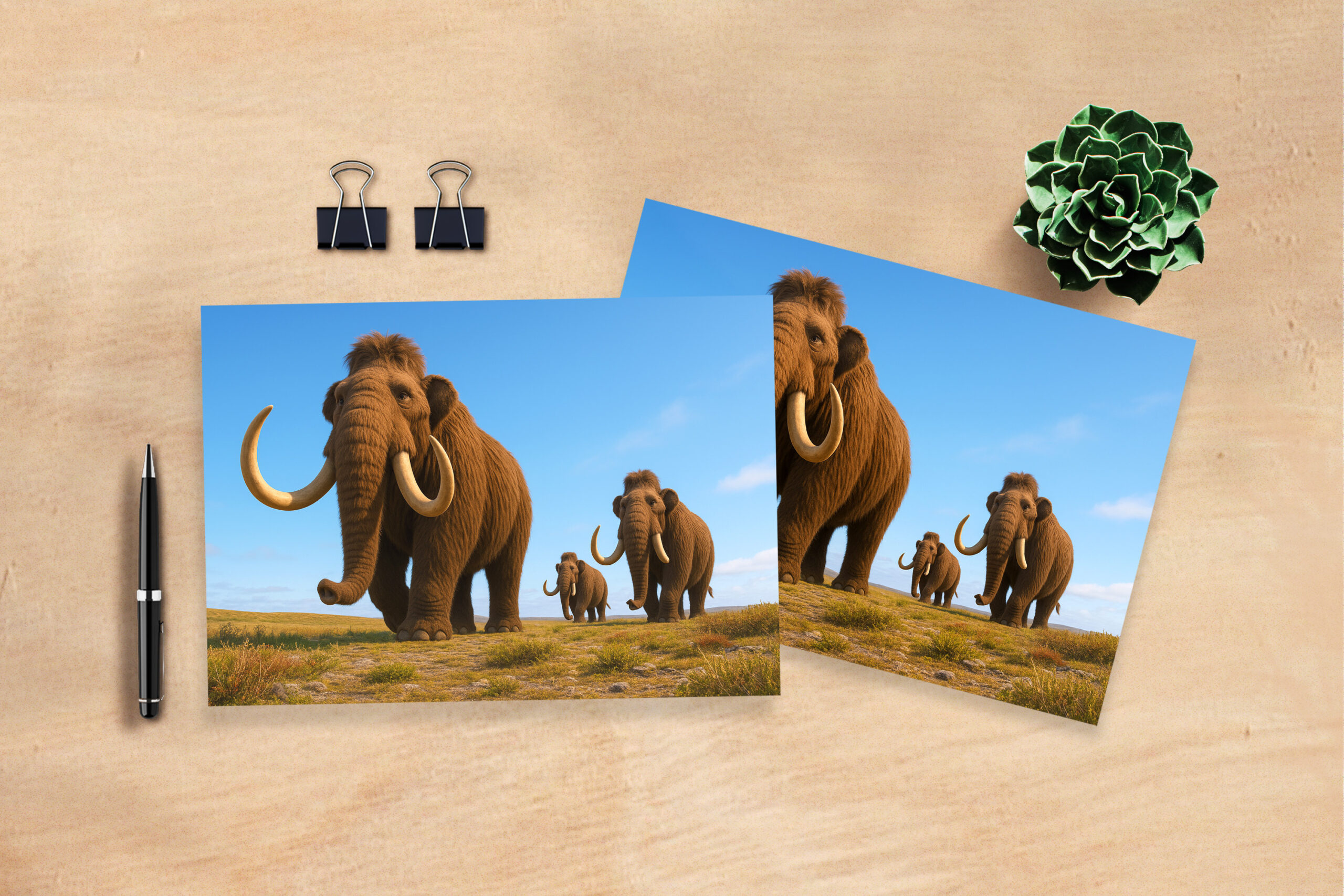 raxxa Postkarte: Ausgestorben in der Eiszeit - Mammut Mammuthus primigenius