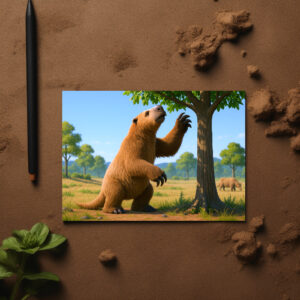 raxxa Postkarte: Ausgestorben in der Eiszeit - Riesenfaultier Megatherium americanum