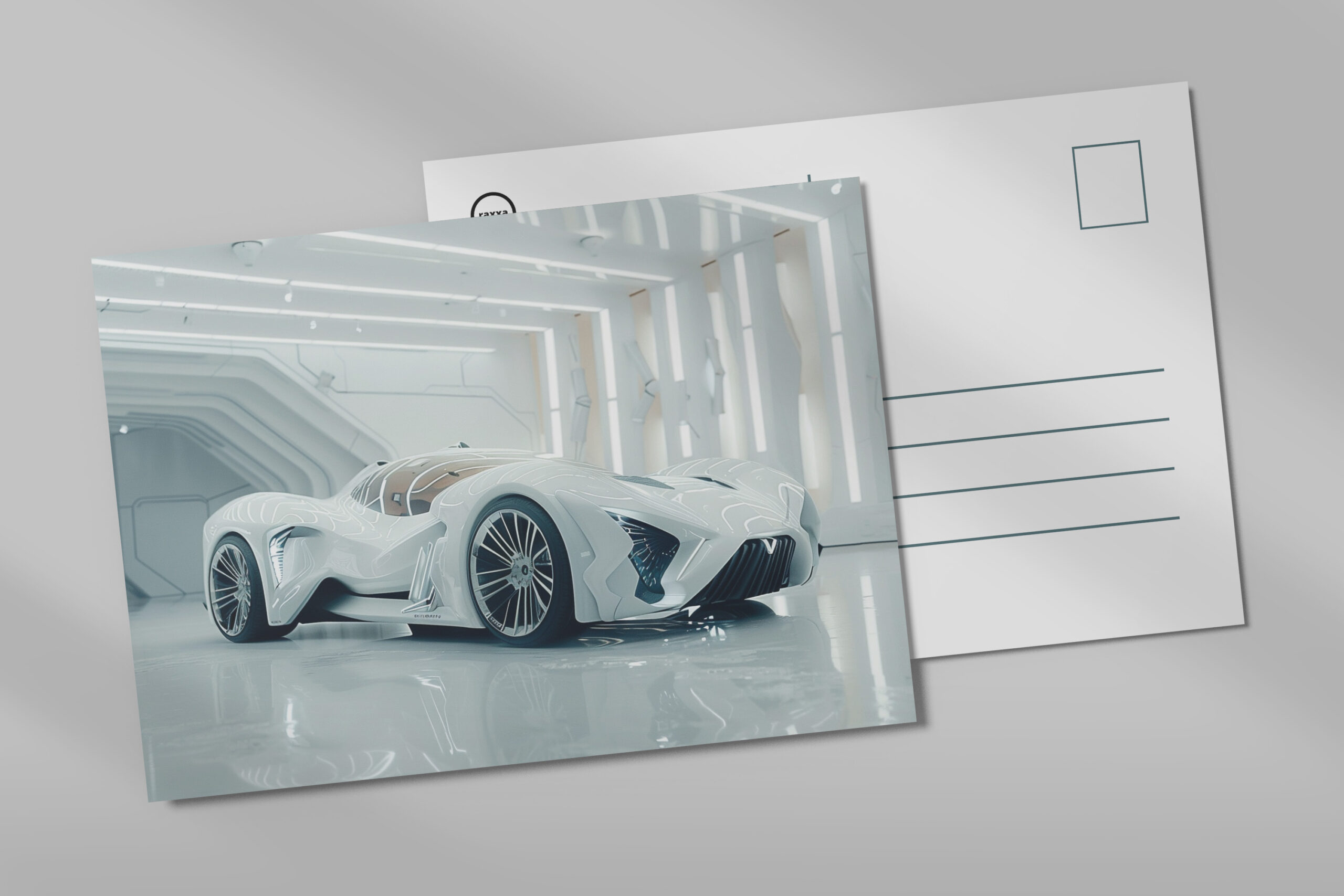 raxxa Postkarte: Hypermodernes Fahrzeug in coolem Design