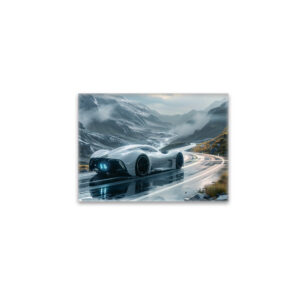 raxxa Glas-Magnet: Hypermoderner Sportwagen in den Bergen