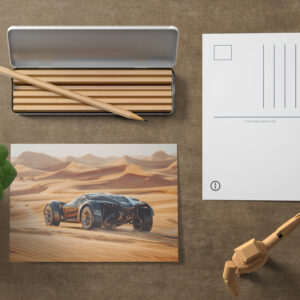 raxxa Postkarte: Futuristisches Fahrzeug in der Wüste
