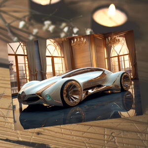raxxa Postkarte: Futuristisches Auto eines Sammlers