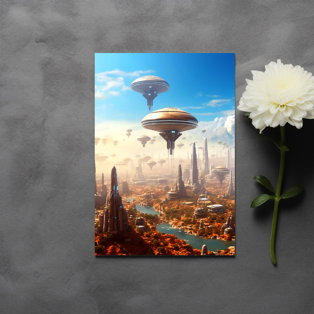 raxxa Postkarte: Raumstationen auf einem fremden Planeten