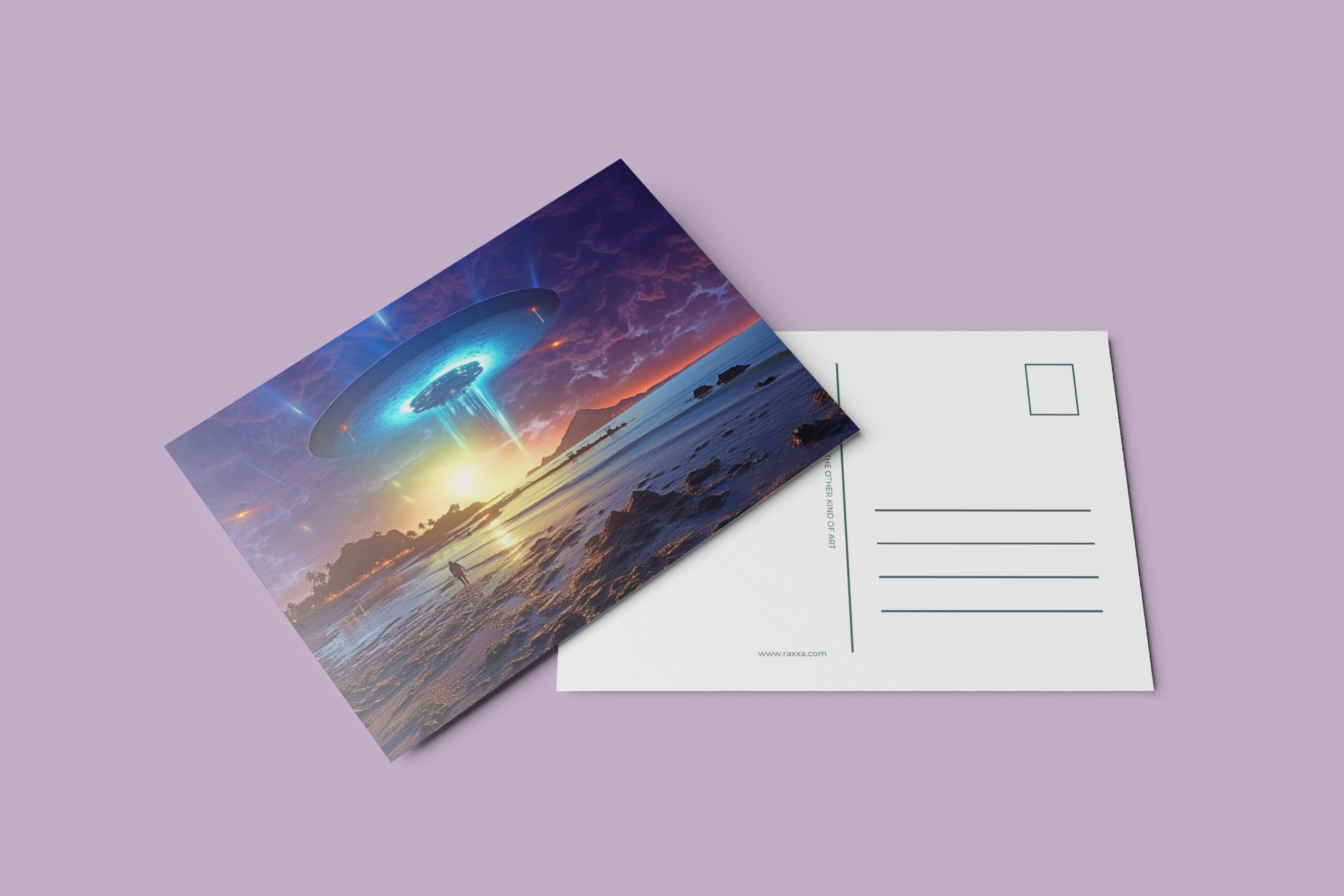 raxxa Postkarte: Raumschiff auf einem fremden Planeten