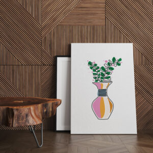 raxxa Canva: Vase mit buntem Blumen Design