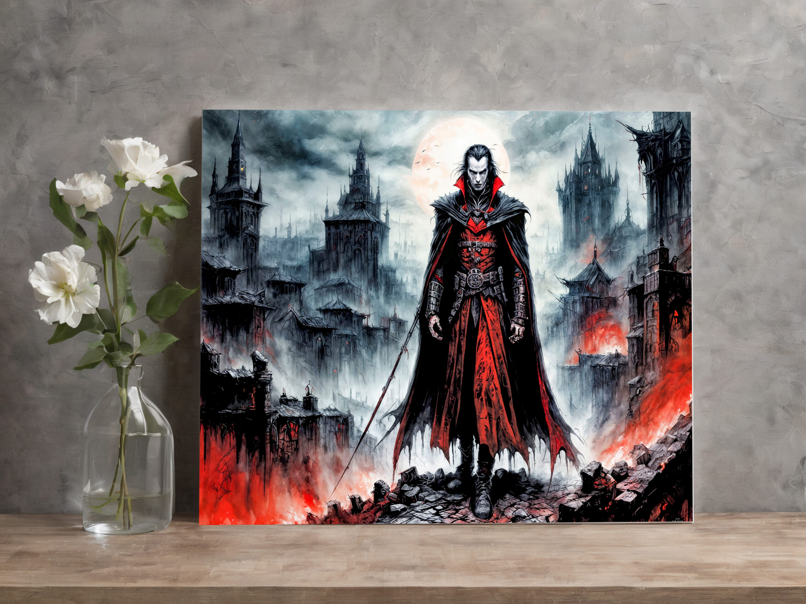 raxxa Canva: Vampire Warrior in Ruined City