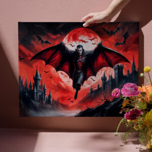raxxa Canva: Vampire Flying Over Haunted Castle