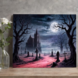 raxxa Canva: Gothic Graveyard Under Full Moon