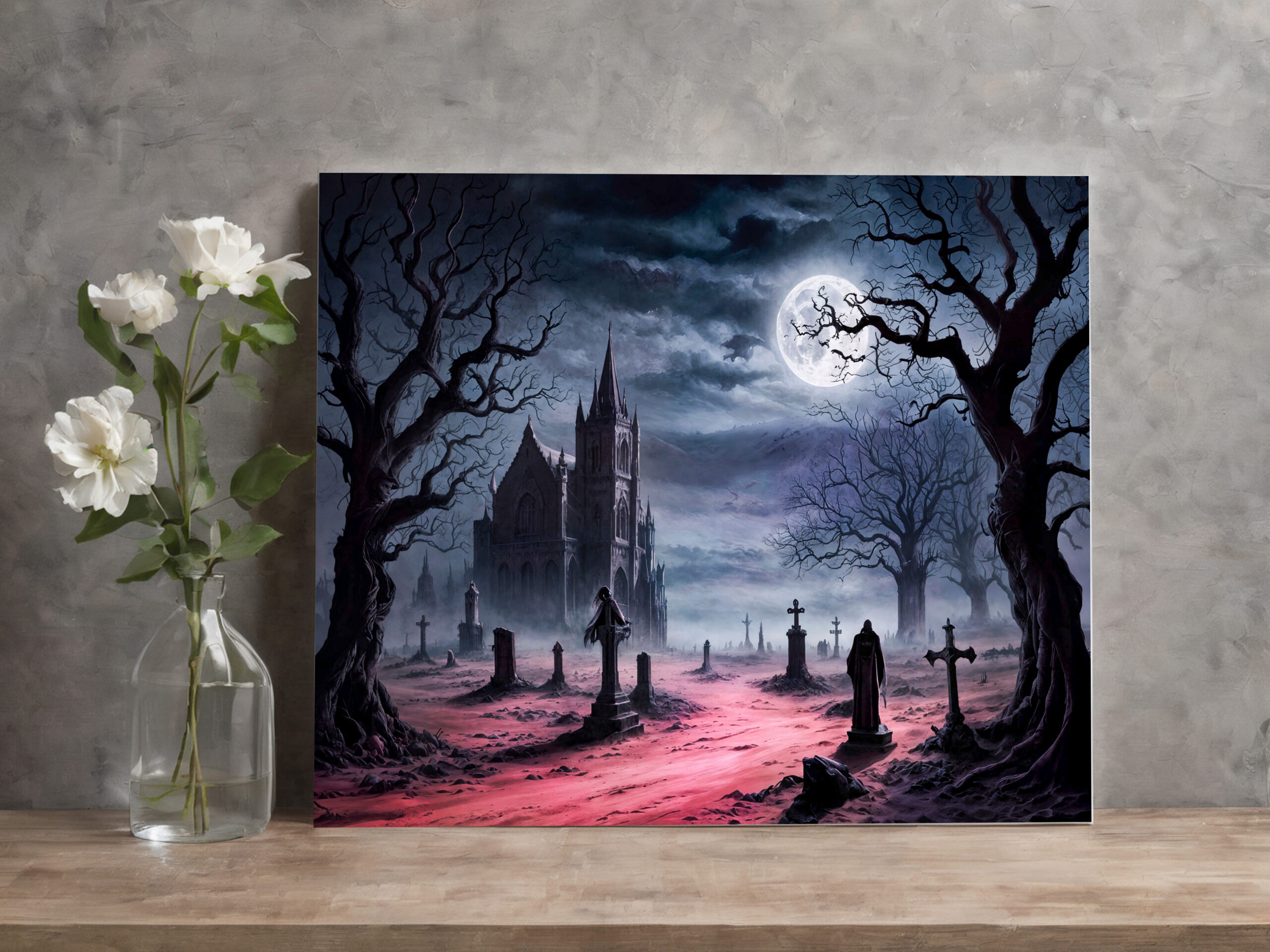 raxxa Canva: Gothic Graveyard Under Full Moon