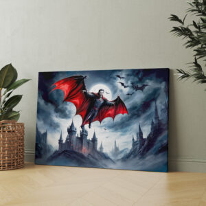 raxxa Canva: Vampire Flying Over Haunted Castle
