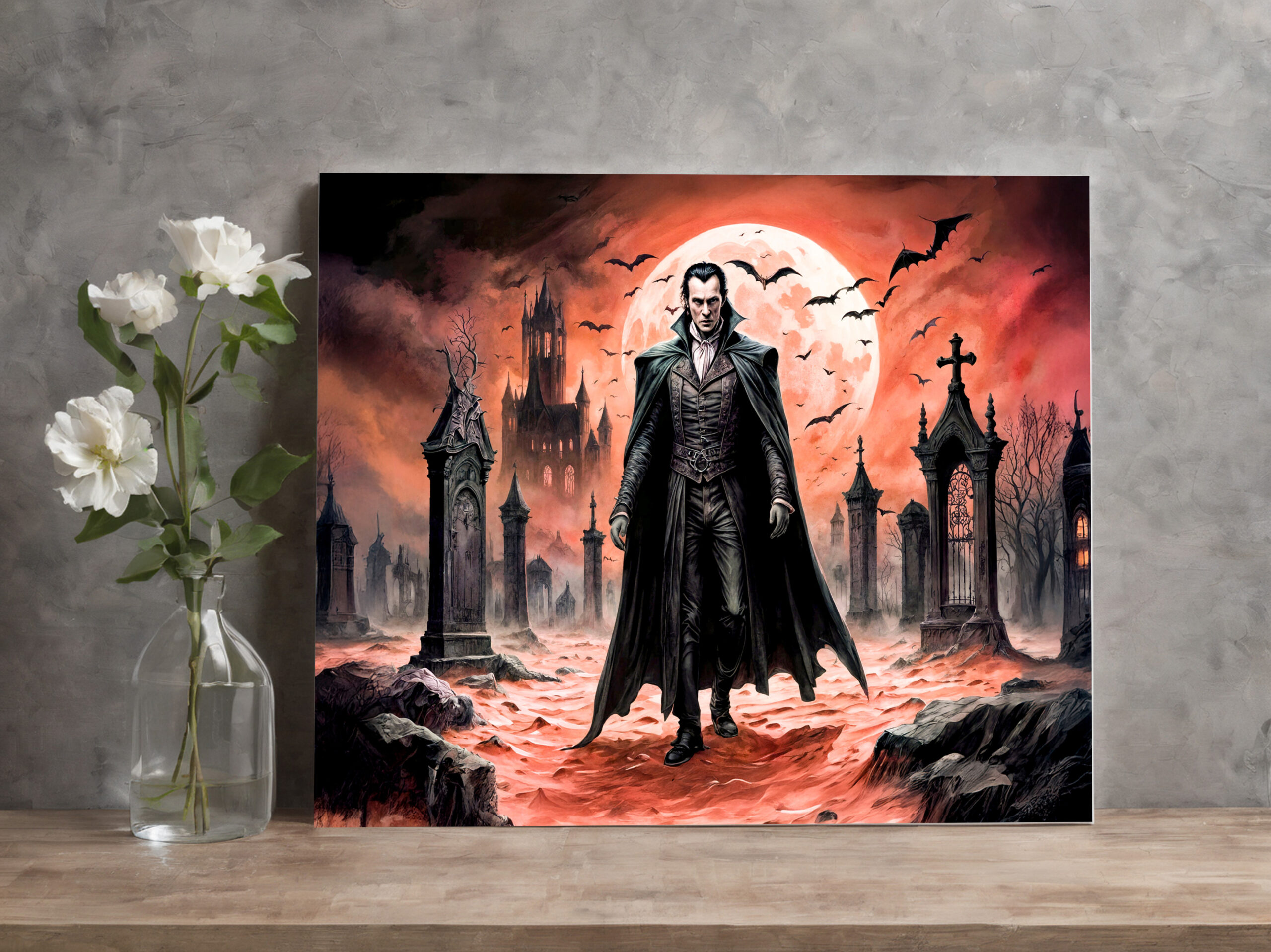 raxxa Canva: Vampire in Moonlit Graveyard