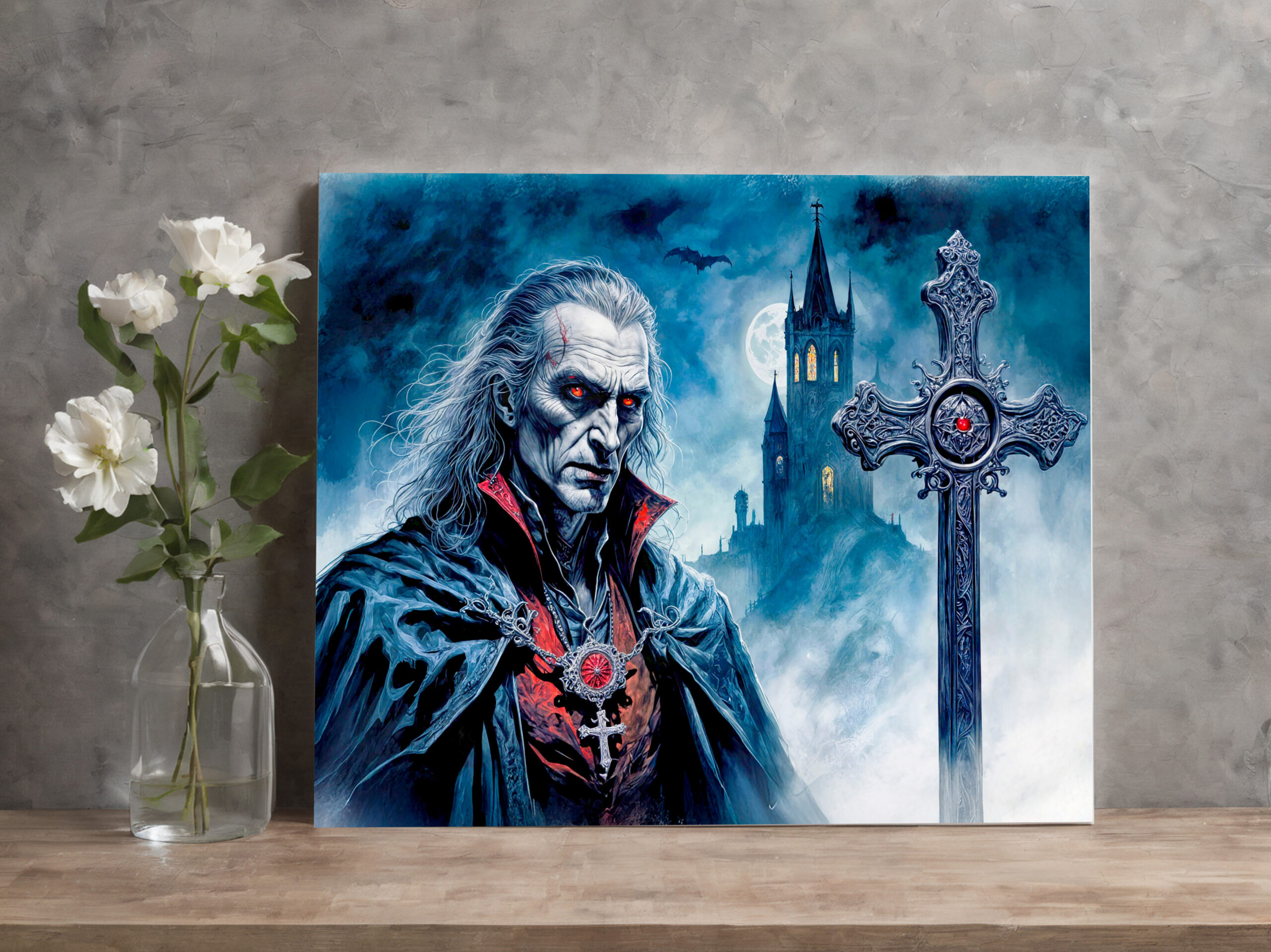 raxxa Canva: Vampire Lord with Cross in Moonlit Night - Imagen 2